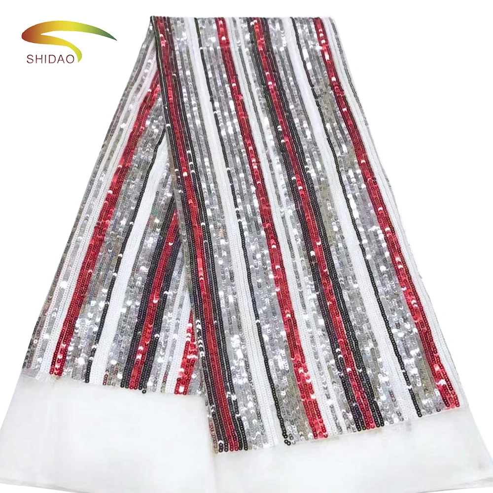 Горячие продажи экологичные блестки вышитый тканый кружевная африканская ткань