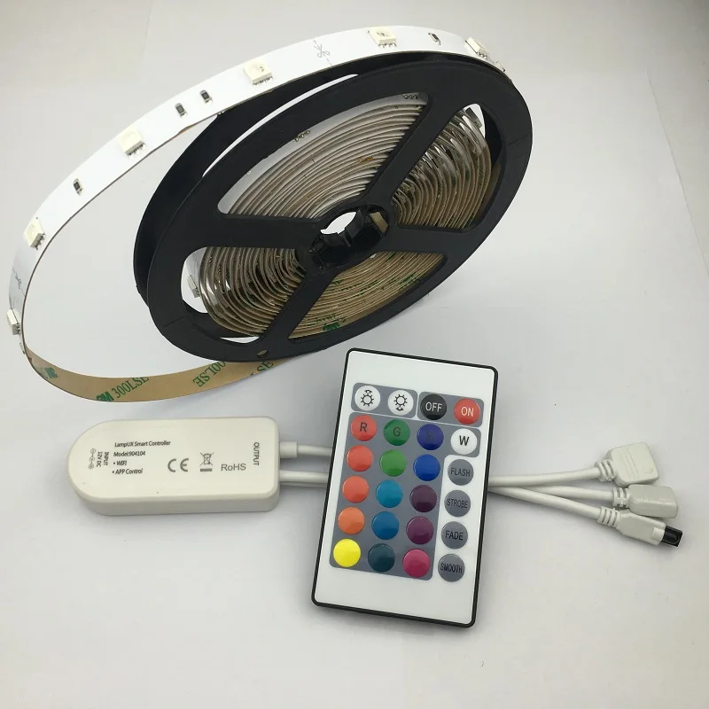 DHL SMD5050 RGB Светодиодная лента для управления телефоном Wi-Fi с Amazon Alexa Google Home IFFFT DC 12V гибкий светильник+ Мощность