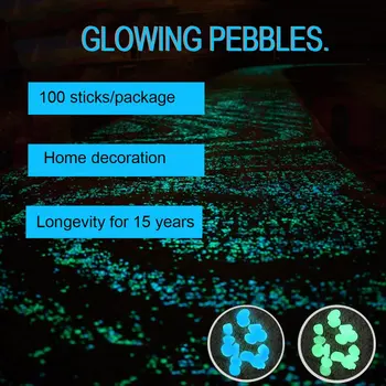 

100pcs/pack Glow Pebbles 2018 hot sale Stones Home Fish Tank Garden Decoration Luminous Glowing In The Dark Accessory for Gift