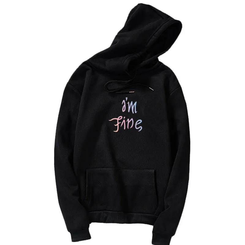 hoodies black Kpop im fine унисекс Толстовка kpop jung kook толстовки осенне-зимняя Толстовка im fine KPOP Толстовка XL для повседневной носки в стиле Харадзюку - Цвет: hoodies black