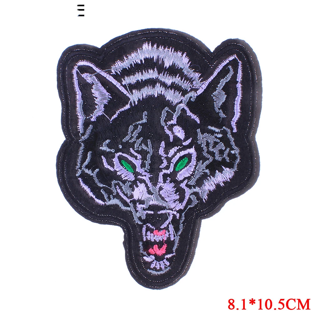 Wolf Head Iron on Patches for Clothing DIY Embroidery Stripe on Clothes Animal Sequin Applique Badge Applique Cloth Fabric Craft
