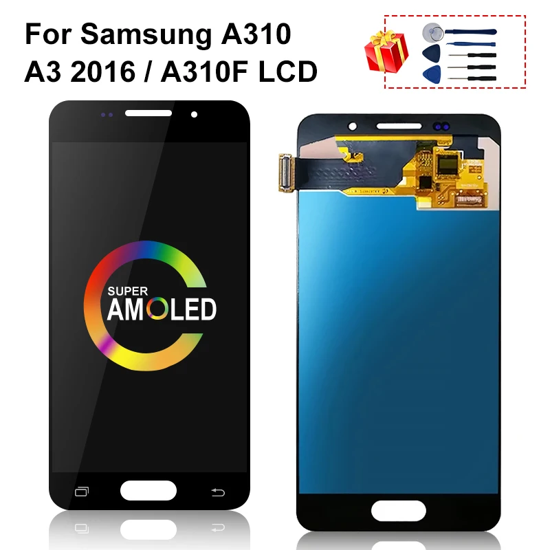 AMOLED ЖК дисплей для Samsung Galaxy A310 A3 2016 A310F дигитайзер сенсорного экрана замена|Экраны
