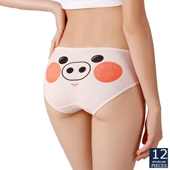 

12 Pcs/lot Women Panties High Waist Breathable Soft Cotton Girls Underwear Briefs Women Cute Print Sexy Lingerie TWY 1012