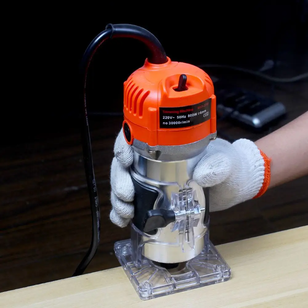 220V 800W 30000rpm Wood Working Milling Machine Electric Trimmer Engraving Slotting Hand Carving Wood Router Woodworking Tools