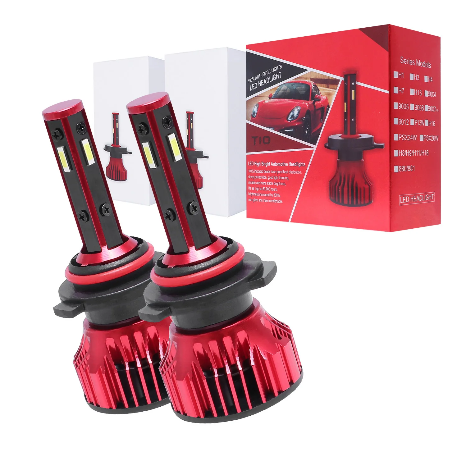4-сторонняя 9005 светодиодный hHeadlight комплект 2000W 300000LM(Подол короче спереди и длиннее сзади) луч света 6500K* Источник света: CSP1860 принцип рассеивания тепла: вентилятор