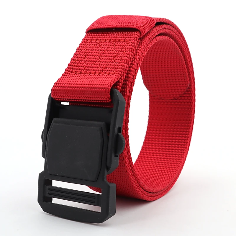 Men's Luxury Environmental Plastic Magnetic Buckle Belt Outdoor Tactical Laser Cutting nylon Belt Quick Release Ladies Belt