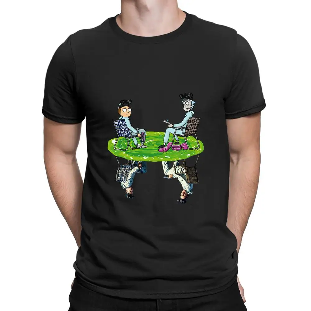 

Best Animation Series Exciting Rick And Morty Short Sleeve Tee Shirt Crossover Breaking Bad T-Shirt Black Cotton Men's t shirt