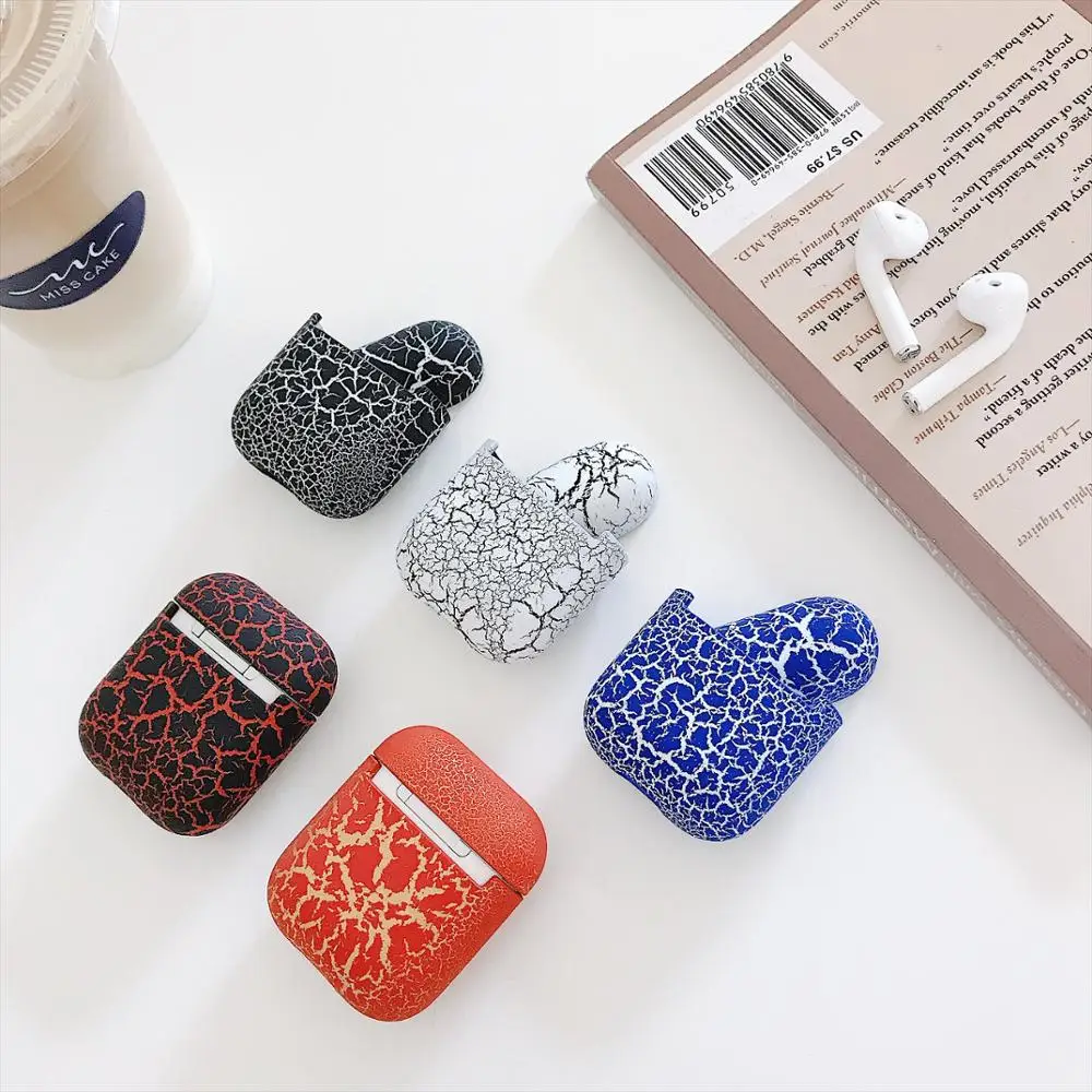 

VETOMEET Case For Original Apple Airpods Case Exquisite Crack Pattern Hard Headphone Case Protective Cover Airpods Accessories