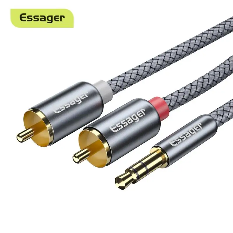 Essager RCA Aux кабель 3 5 мм разъем на 2 аудио 2RCA мужской адаптер сплиттер для ТВ коробки