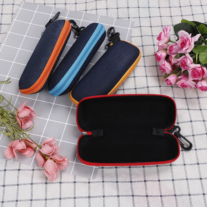 Fashion 4Colors Glasses Box Crush Resistance Container Denim Fabric Zipper Sunglasses Protection