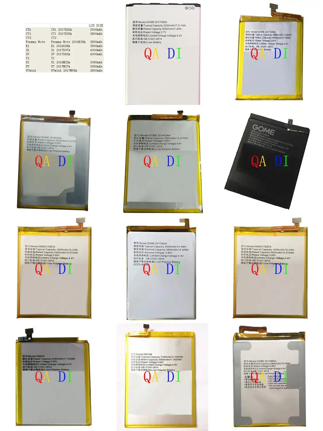 Battery For Gome C51 C71 C72 Fenmmy Note K1 S1 S7 T1 U1 U7 U7mini 2017x82a 2017x05a U9 2016g68a 2017d07a 2017d63a 2016m25 Mobile Phone Batteries Aliexpress