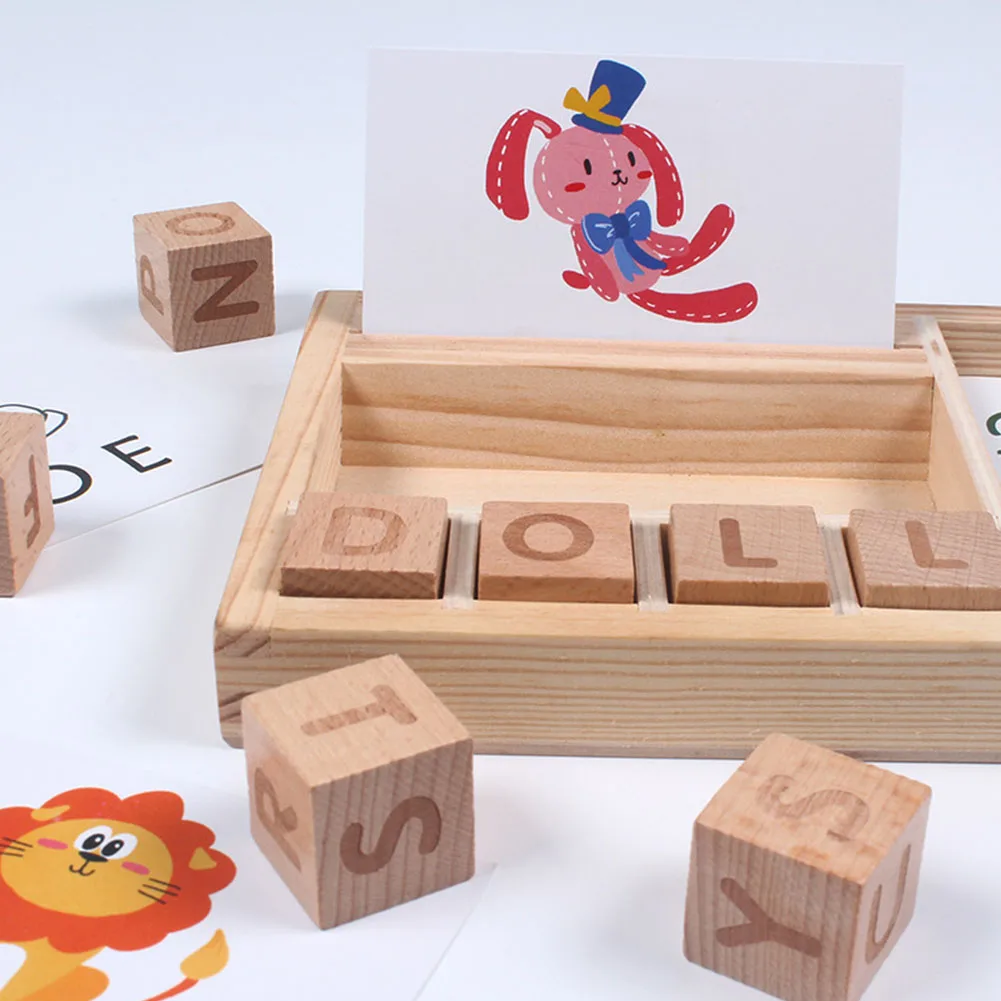 

Alphabet Kids Spelling Game Literacy Matching Cognitive Funny Educational Toy Children Wooden Letters Cards Early Learning