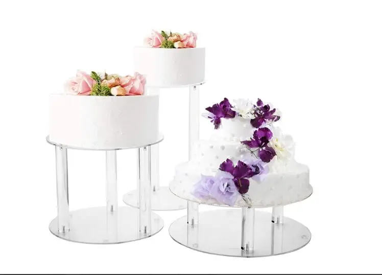 Factory direct customizable 3-layer round transparent acrylic wedding birthday cake display stand | Дом и сад