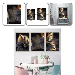 Painting Delicate Charming Professionally Printed Black Golden Leaf Pattern Painting for Hotel  Art Painting  Wall Painting
