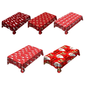 

Christmas Waterproof Polyester Tablecloth Cartoon Santa Print Table Cover Decor