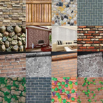 

PVC Waterproof Self Adhesive Wallpaper Roll 3D Wood Grain Stone Brick Wallpapers For Living Room Bedroom Wall Papers Home Decor