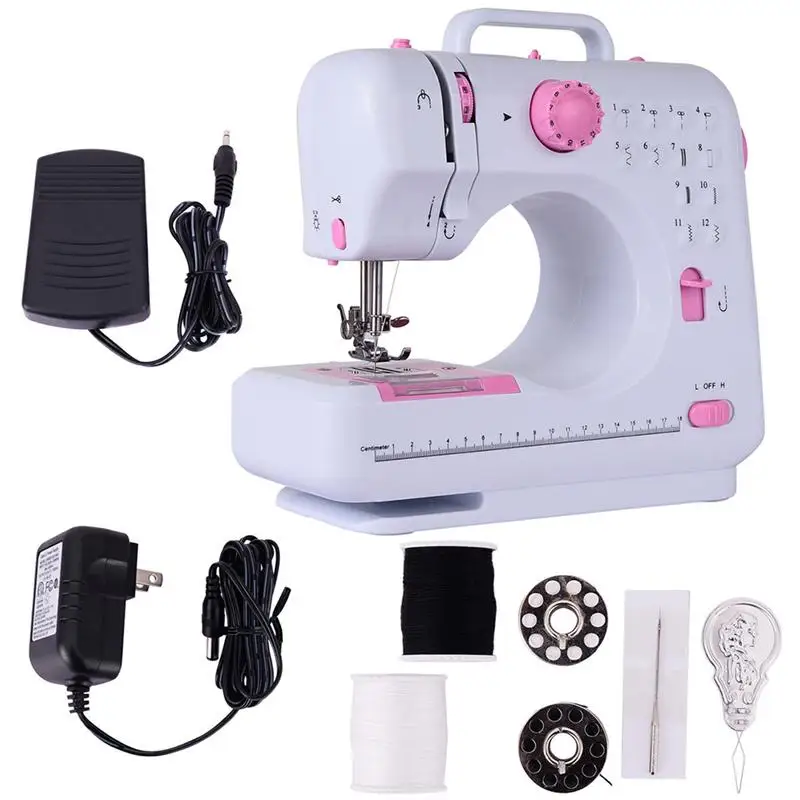 

Handheld Sewing Machine Electric Multifunction Double Thread Reverse Sewing Machine Free-Arm Crafting Mending Machine (EU Plug)