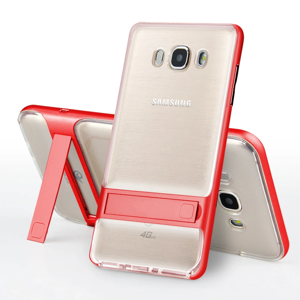 3D Kickstand мобильный чехол для samsung Galaxy J7 силиконовый чехол 5," TPU PC Гибридный телефон задняя Броня сумка samsung J7 J710 J7 LTE - Цвет: Crystal Red