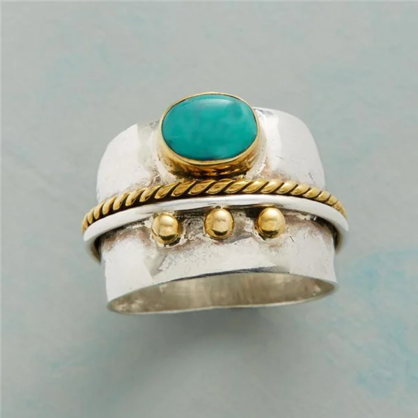 Новинка, Boho, синий натуральный камень, кольца на палец для женщин и девушек, широкий серебряный цвет, модное эффектное кольцо в индийском стиле, украшения L4M126 - Цвет основного камня: Ring M126