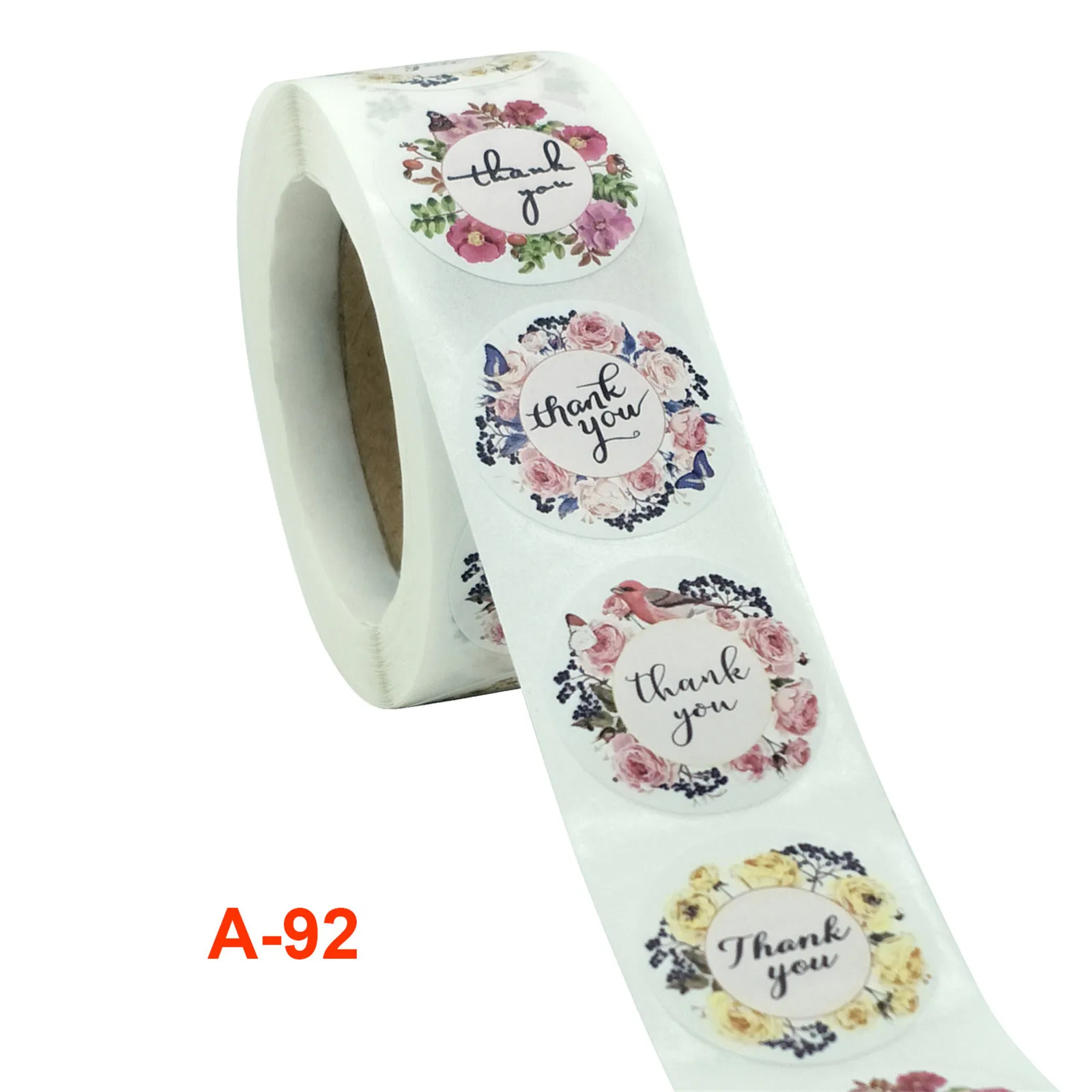 1 Roll(500Pcs) Flowers Thank You Sticker Paper Labels Round Reward scrapbooking Stickers Envelope Seals Stickers Stationery