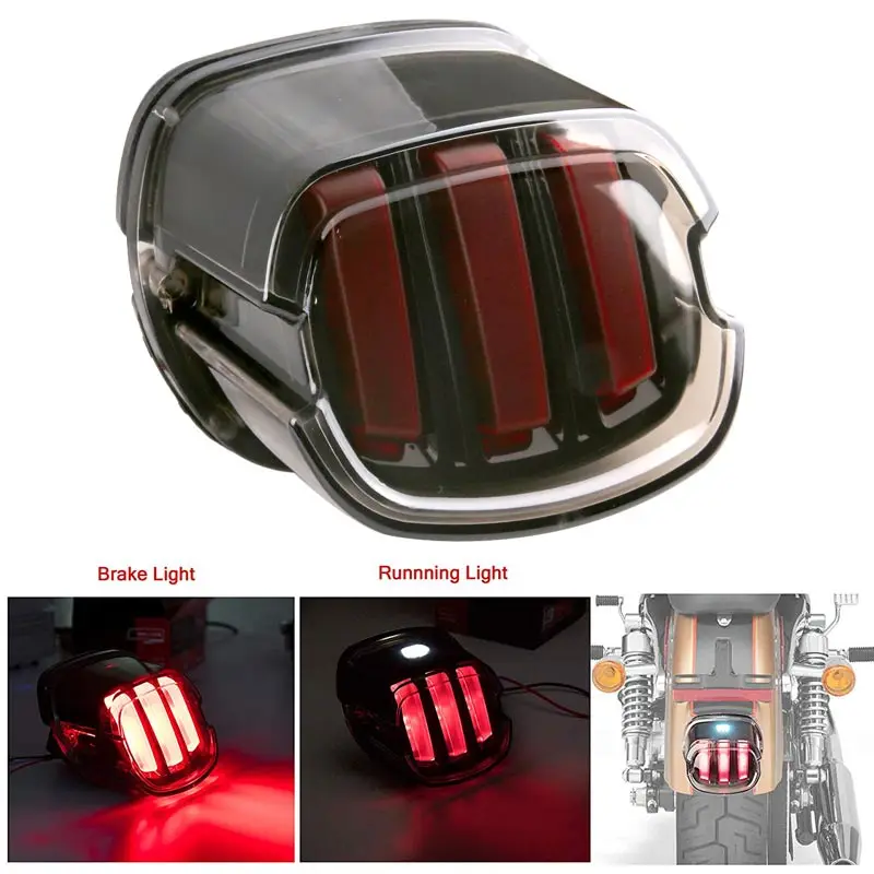 

Motorcycle LED Tail Light Smoke Lens Brake License Plate Lamp Rear Stop 12v For Harley Dyna Road King Softail Touring