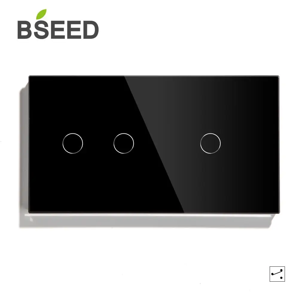 Сенсорный выключатель Bseed, 1 комплект, 2 комплекта, 1 способ, 2 способа, 157 мм, светильник, кристалл, класс, панельный переключатель, белый, черный, золотой