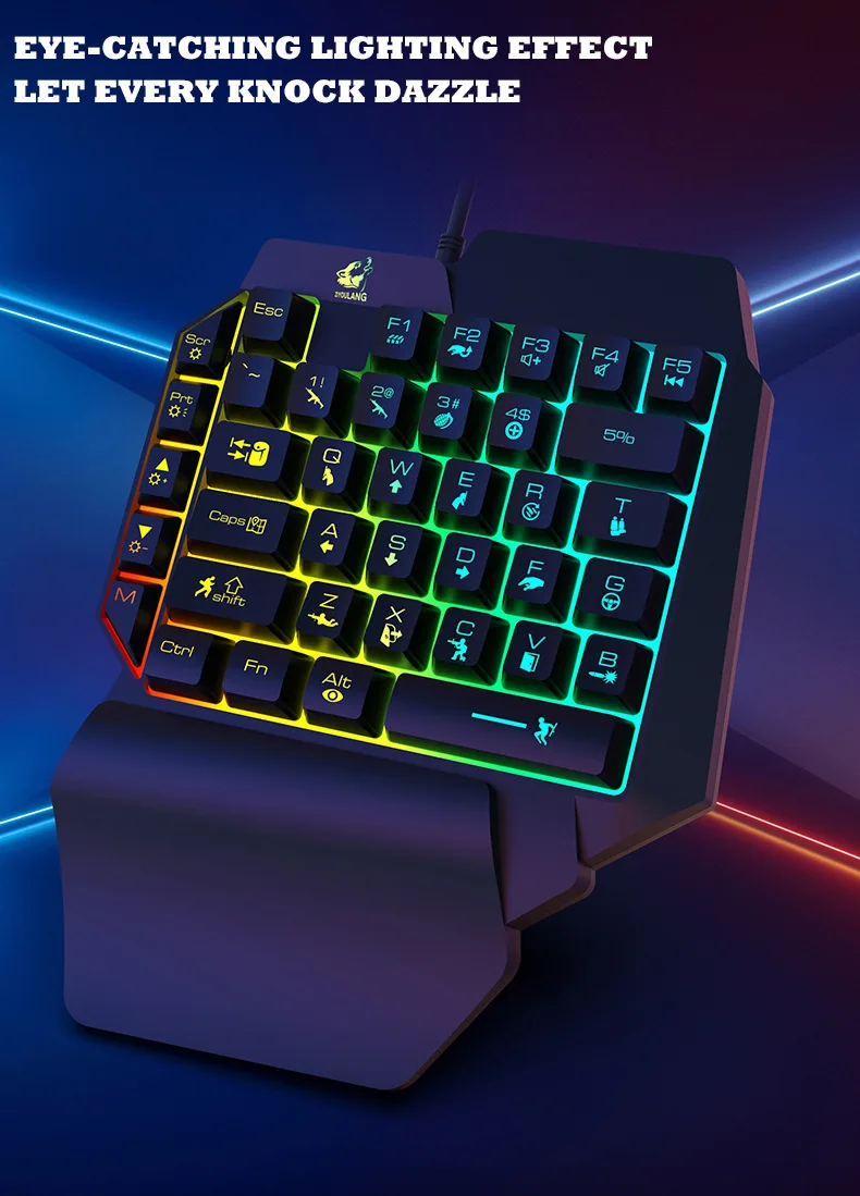 Wired Gaming Keypad Keyboard 39 Keys One-Handed Blue Switch LED Backlight Mechanical Keyboard For C
