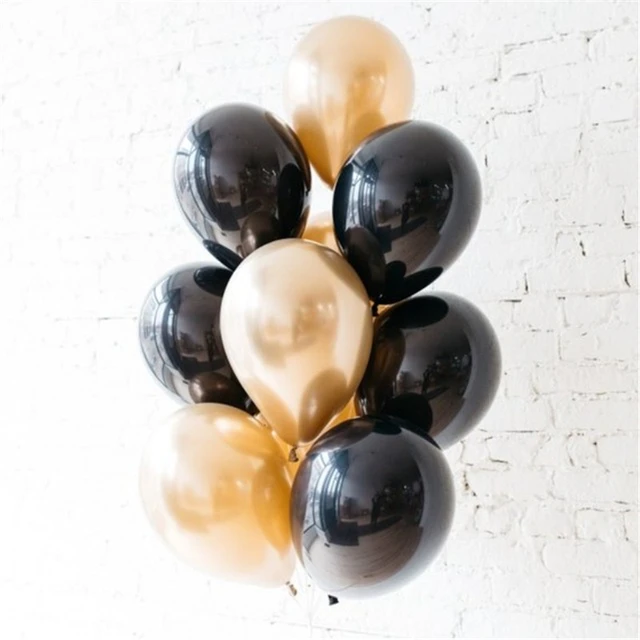 Ballon en Latex doré et noir, 10 pièces, ballon métallique en marbre,  chromé, accessoires de photographie, décor pour fête d'anniversaire pour  adultes, mariage - AliExpress