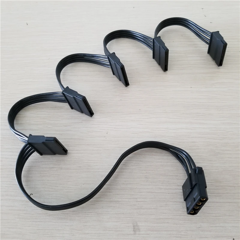 Disco duro de ordenador PC, IDE Molex hembra de 4 pines, 1 a 5 SATA, adaptador divisor, convertidor, Cable de alimentación, 18AWG, color negro