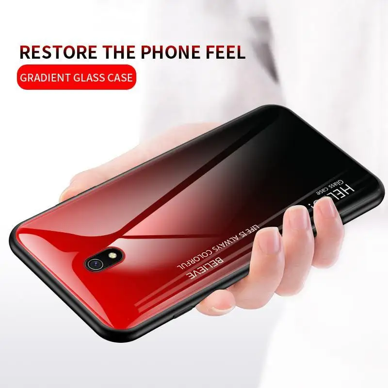 Градиентные чехлы с закаленным стеклом для Xiaomi CC9E A3 Lite Redmi Note 5 6 7 8 Pro 8A 7A K20 Plus