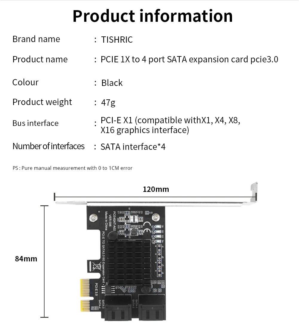 TISHRIC PCI-E SATA Controller Expansion Card - 6/8/10 Ports, ASM1166, PCI SATA3.0 Adapter Description Image.This Product Can Be Found With The Tag Names Adapter, Asm1166 6 ports, Asm1166 sata controller, Expansion card, Pci sata ide controller card