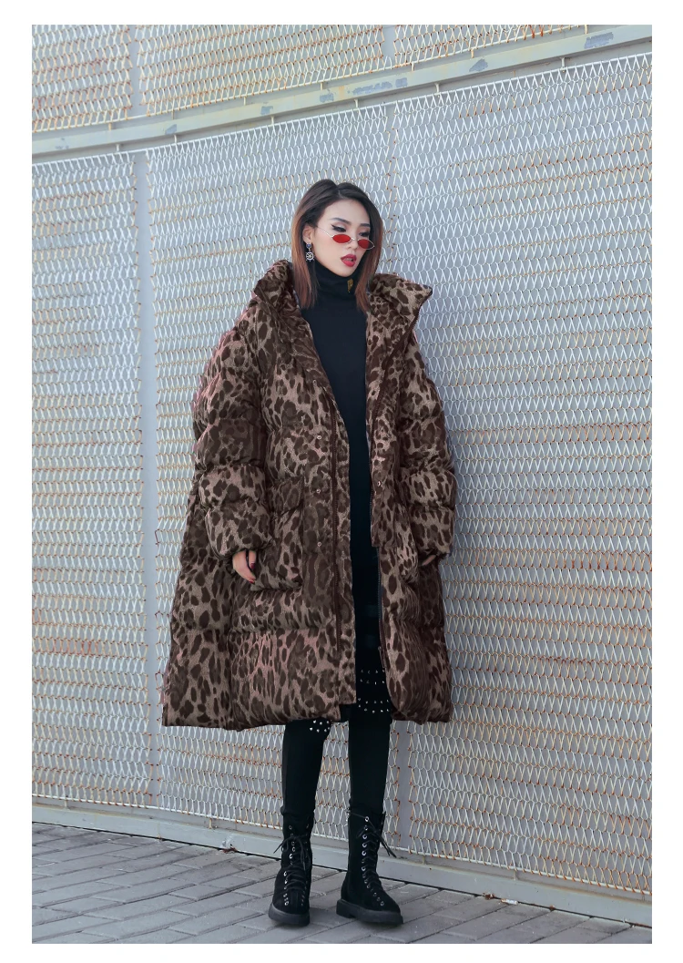 SuperAen Cotton New Warm Parkas Coat Female Loose Pluz Size Winter Thick Leopard Parkas Coat Female Wild Women Clothing