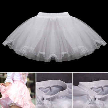 

Kids Girls White Skirt 3 Layers Wedding Petticoat Underskirt Half Slips Skirted Lace Wedding Skirt Slip Skirt K2