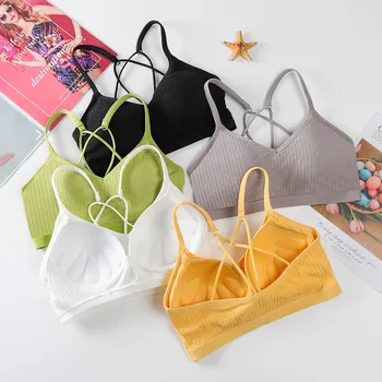 

Women Sexy Bras Beach Tank Tops Wireless Bra Top Vest Breathable Chest Pad Wearing Sports Underwear No Wire Brassiere Comfort
