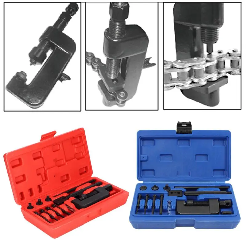 

Motorcycle Bike Chain Cutter Rivet Tool Set Riveting Breaker with Carrying Case