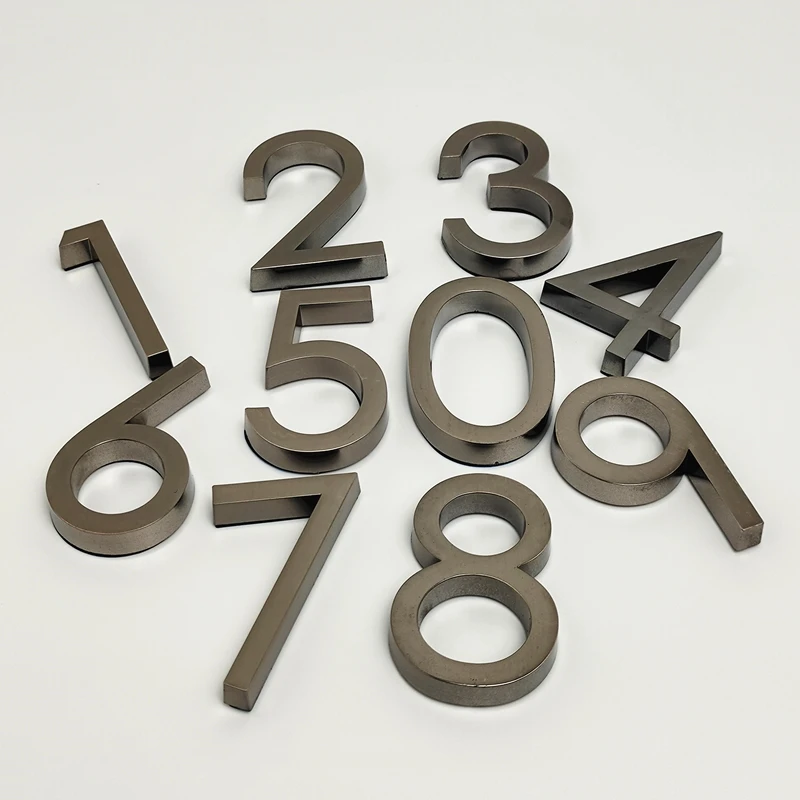 House Number Stickers 3D Self Adhesive Door Plate Sign Digits Apartment Hotel Office Door Address ABS Plastic Label 5cm Silver