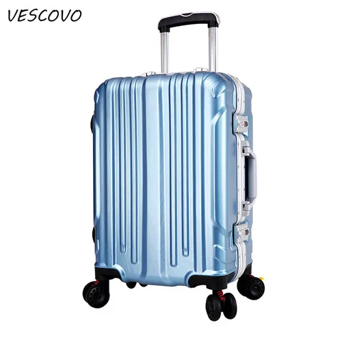 VESCOVO 2" 22" 2" 26" 28 дюймов Высокое качество алюминиевый каркас багажный ПК Дорожный чемодан-тележка на колёсиках - Цвет: blue