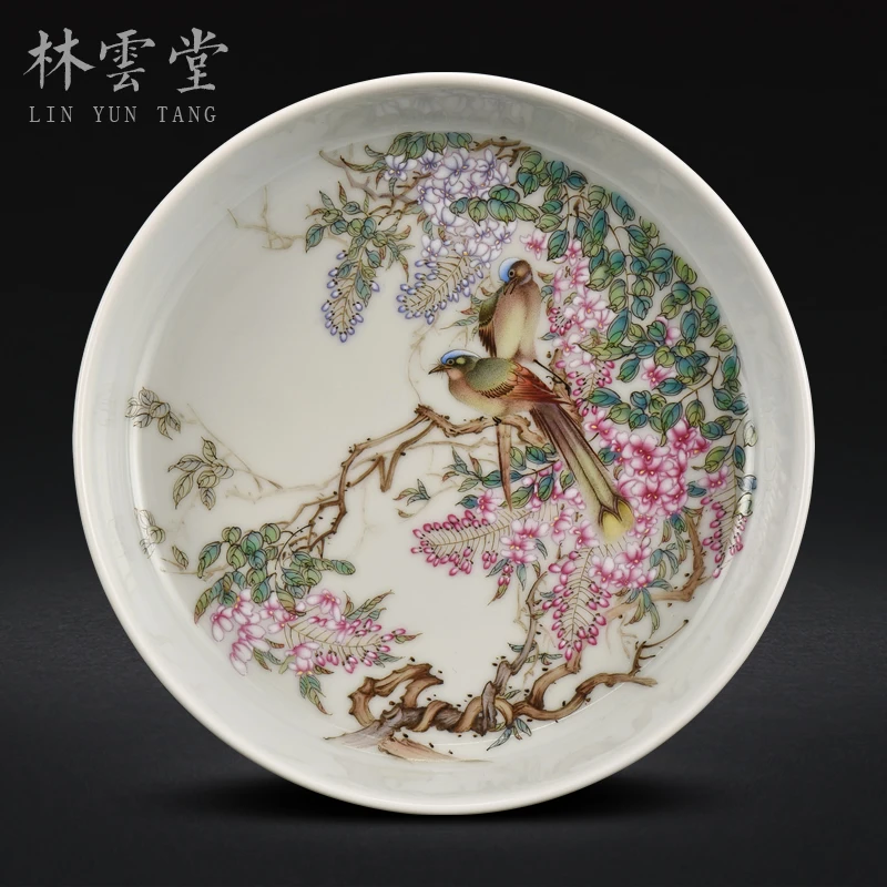 

flowers and birds enamel pot bearing cup jingdezhen handmade ceramic decoration sat dish dish furnishing articles