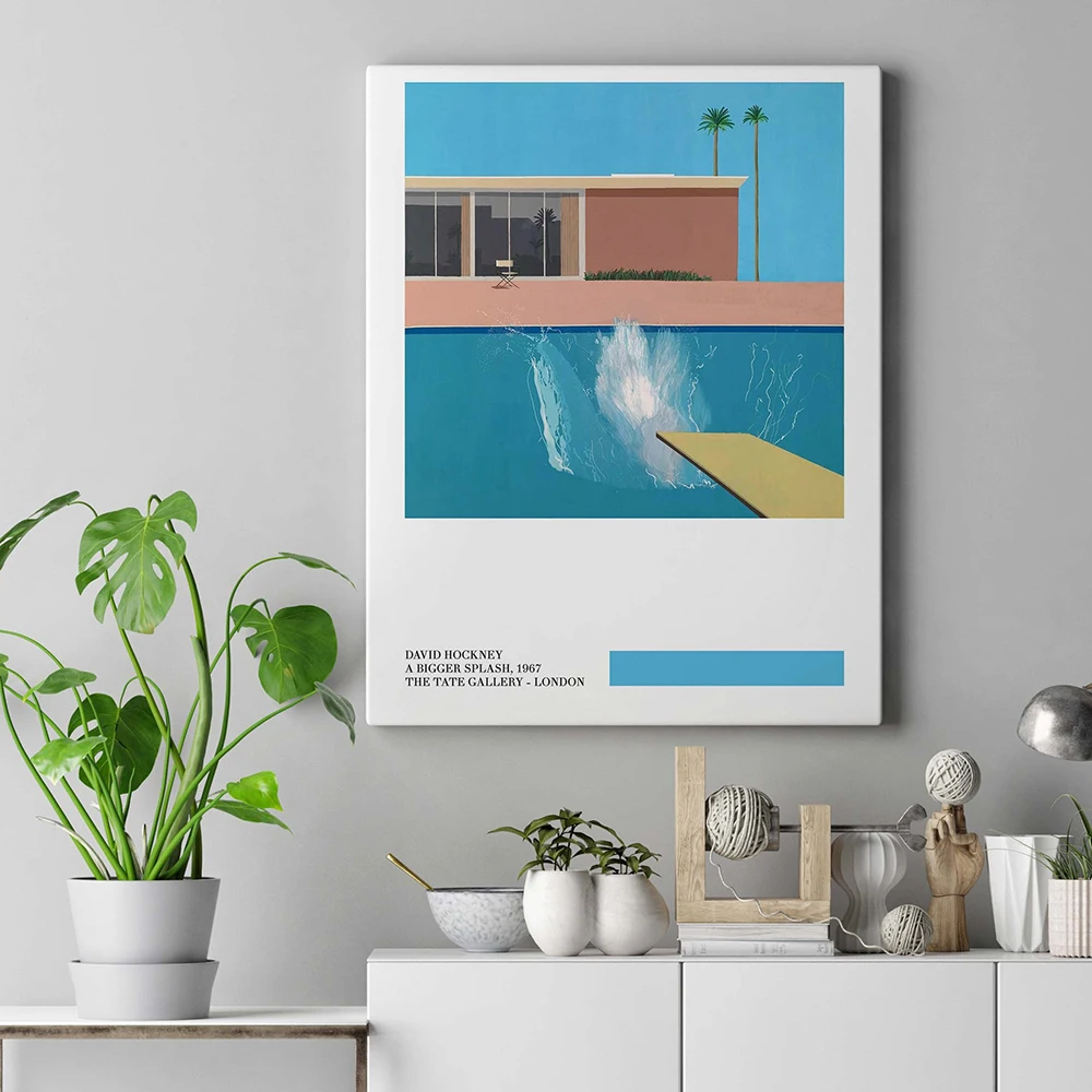 Niende Beliggenhed Pak at lægge David Hockney Art Exhibition Poster A Bigger Splash Art Print Modern  Minimalist David Hockney Print Hockney Office Home Wall Art - Painting &  Calligraphy - AliExpress