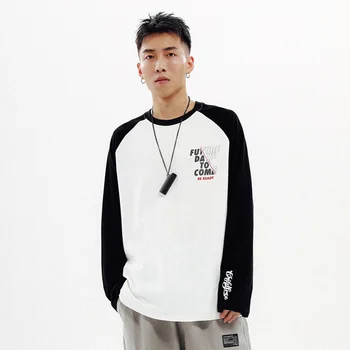 

Ins Tide Brand T-shirt Male Loose Bottoming T-shirt Hip-hop Creative Portrait Print Long-sleeved T-shirt Male Sweatshirts