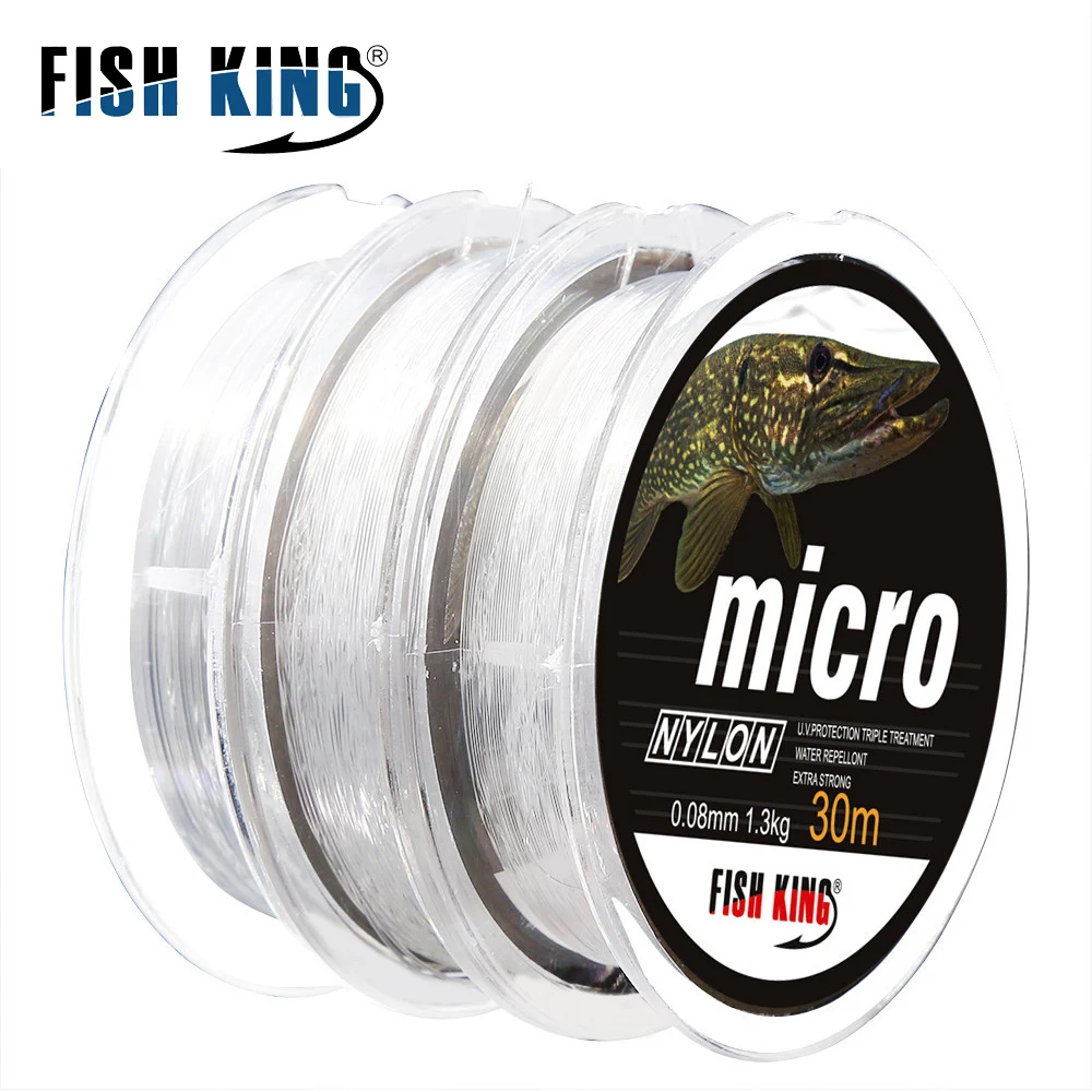 FISH KING 30M MICRO Nylon Ice Fishing Line 0.08mm-0.25mm 2.9LB-12.5LB Extra  Strong Fishing Line For Winter Ice Fishing