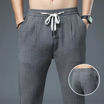 

Top Selling Product In 2020 Summer Ultra-thin Cotton Linen Loose Tight Waist Casual Mens Pants Joggers Men's Clothing Trousers