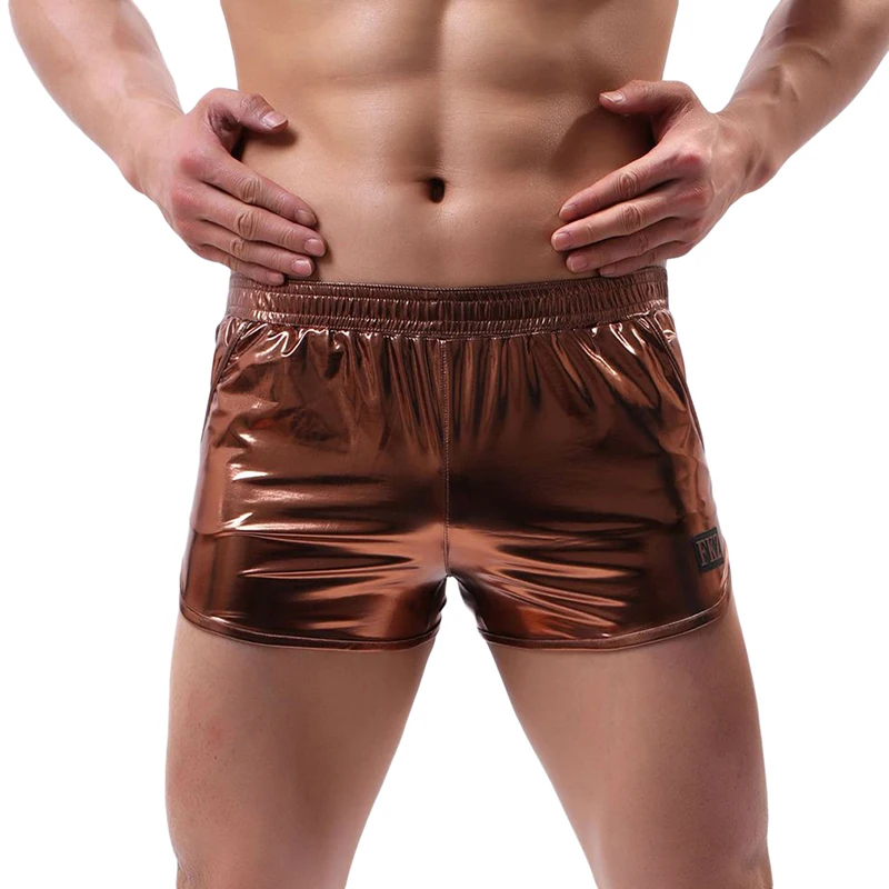 men's contemporary dance clothing Men's Shiny Boxer Shorts PU Leather Sexy Dance Boxer Jacket Fashion Wild Comfortable Underwear Shorts male pole dancing outfits
