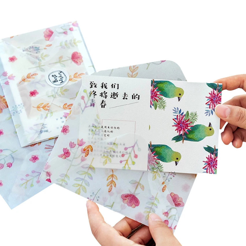 

3pcs/lot Cute Prime Years Jinshi Butterfly blue bird Sulfuric acid paper envelope Translucent Envelope Wedding Letter Invitation