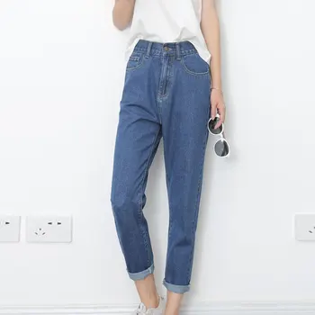 

Woman Spring Blue Denim Jeans Women Casual Ninth Denim Pants Female Denim Trousers