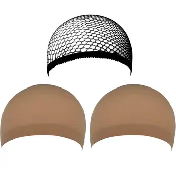 

3Pcs Women Fashion Nylon High Elasticity Stocking Stretch Mesh Wig Caps Hats Hair Net for Making Wigs
