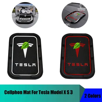 

For Tesla Model 3 X S Interior Car Red White border Mobile Phone Mat Anti-slip Mat