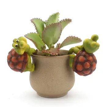 

3PCS Garden Flower Pot Decor Resin Tortoise Figurines Pot Crawl Decorative Potting Ornaments