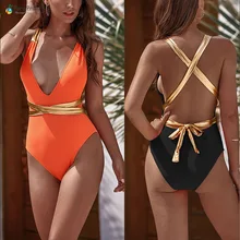 Para Praia, новинка, сдельный Купальник для женщин, глубокий v-образный вырез, бронзирующий, купальник для женщин, монокини, бандажный купальник, женский купальник, боди