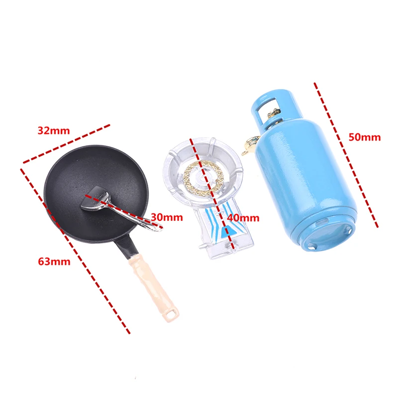 Miniature Kitchen Alloy Gas Stove Tank Utensils Tool Toy 4Pcs/Set 1/12 Dollhouse Utensil Toy for Kids